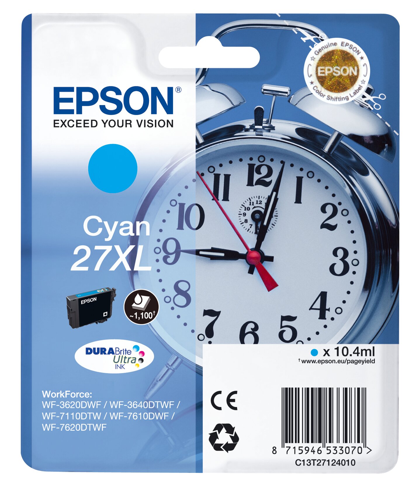 Epson 27XL cartridge cyan T27124010 inkjet