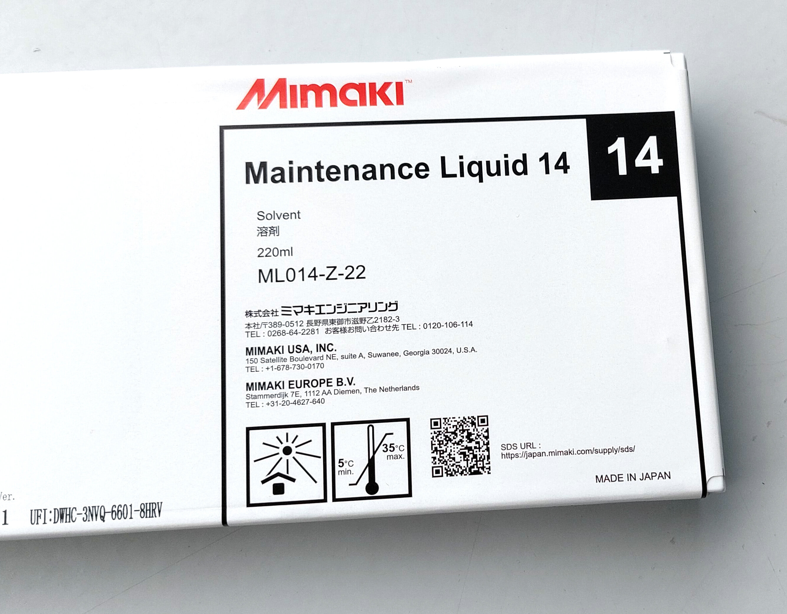 Cleaning voor Mimaki printers met solvent inkt (maintenance liquid 14)