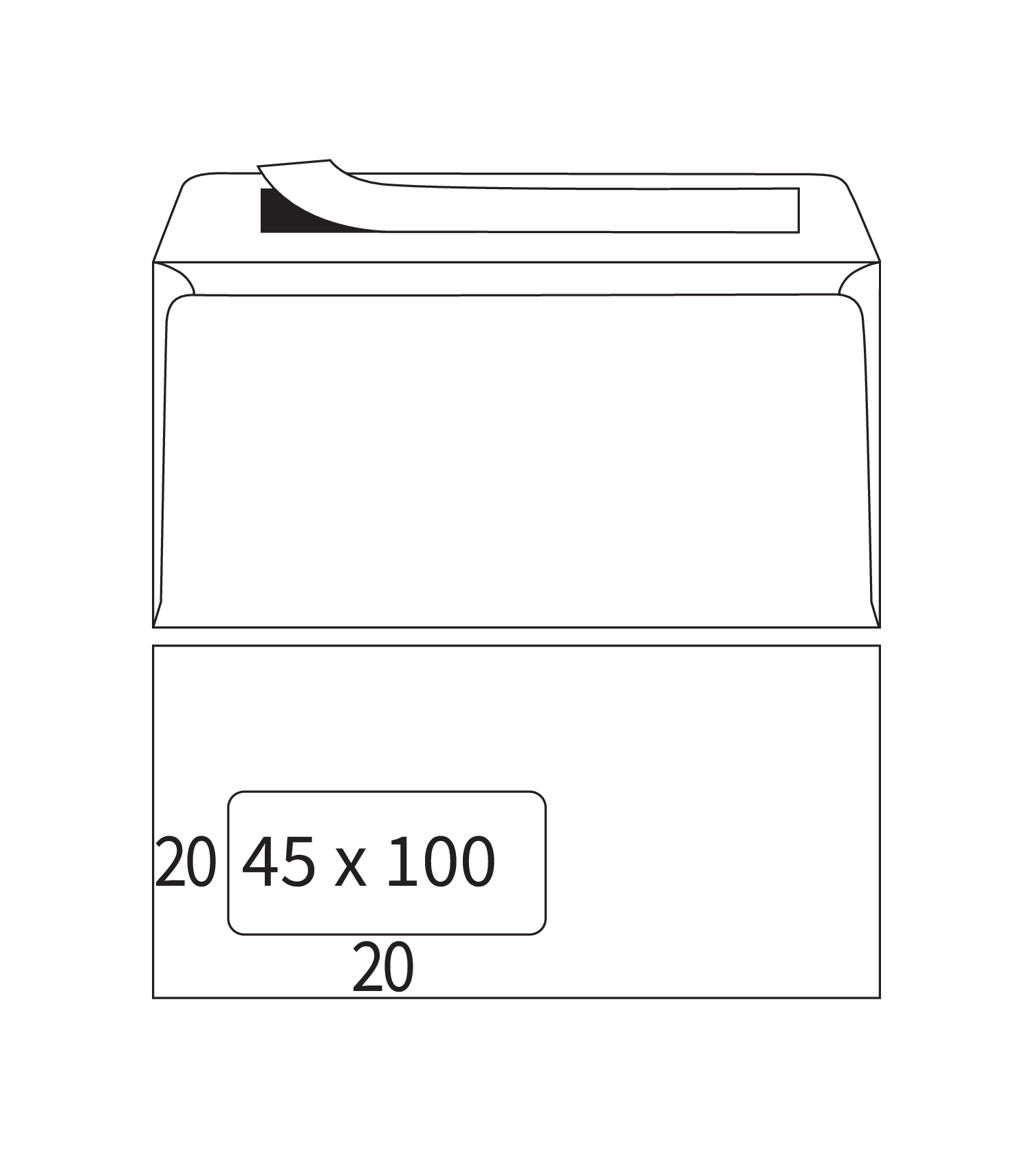 Afgeprijsd - Enveloppen Z-Offset Rough wit 120g/m² 114 x 229 mm venster links strip