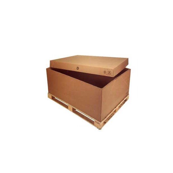 Palletdozen enkele golf brun 486g/m² 1210 mm x 840 mm x 100 mm - deksel onbedrukt Fefco 0422 -