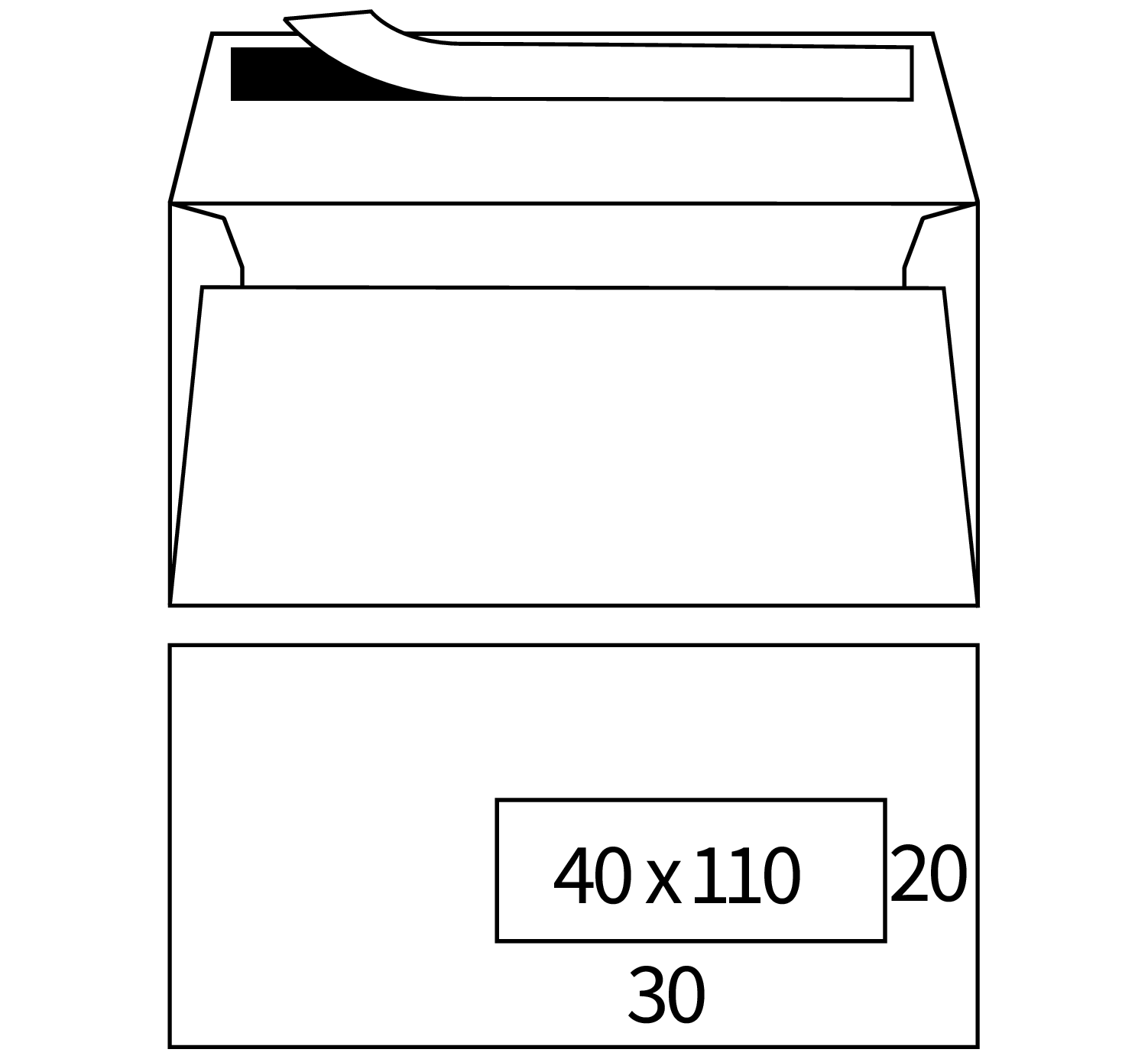 Réduction -   Enveloppes Basix grain feutre blanc 120g/m² 114 x 229 mm fenêtre à droite stripcol