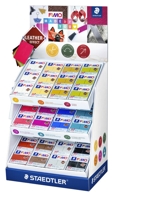 Klei Fimo  leather-effect 57gr display à 72 stuks assorti