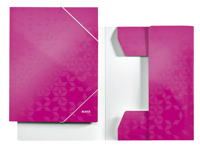 Elastomap Leitz WOW 3-kleps A4 karton roze