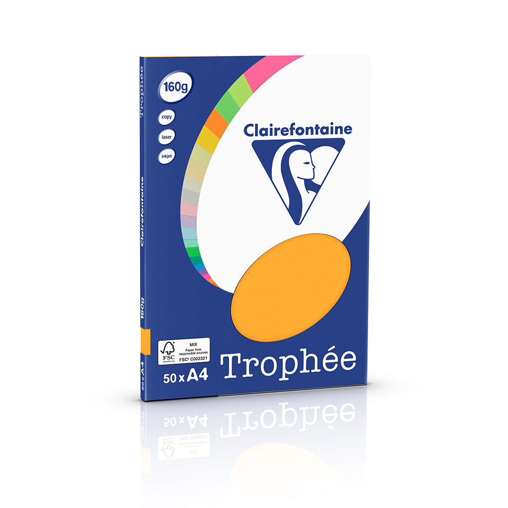 Papier A4 Clairefontaine - couleur Trophée Jaune soleil - 160g