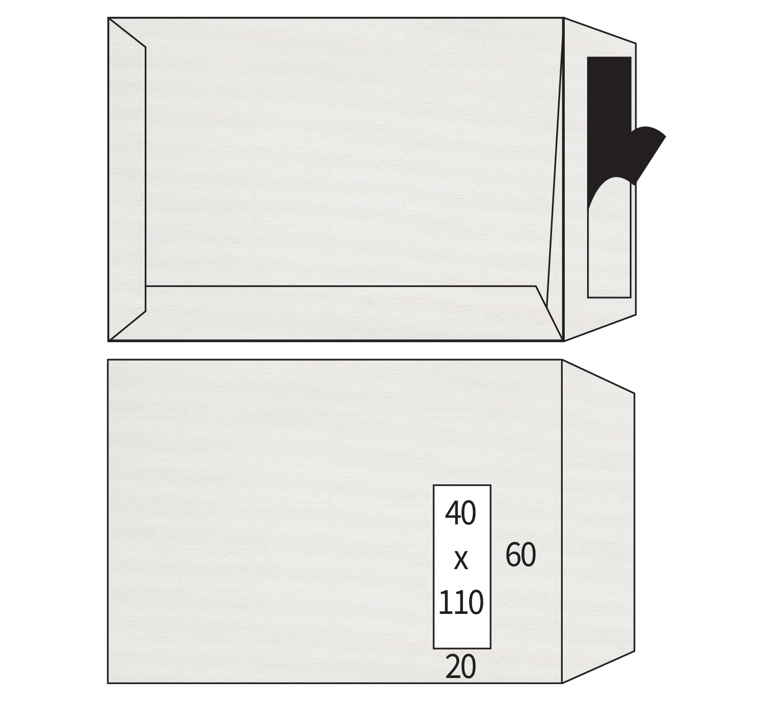 Solden - Zakenveloppen Basix luxe offset gevergeerd wit 100g/m² 229 x 324 mm venster rechts strip