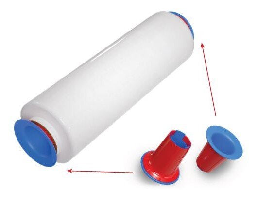 Dispenser voor handfolie (breedte 250, 450, 500 mm) - rood/blauw - 14,5 x 85 x 75 - 2 stuks/set