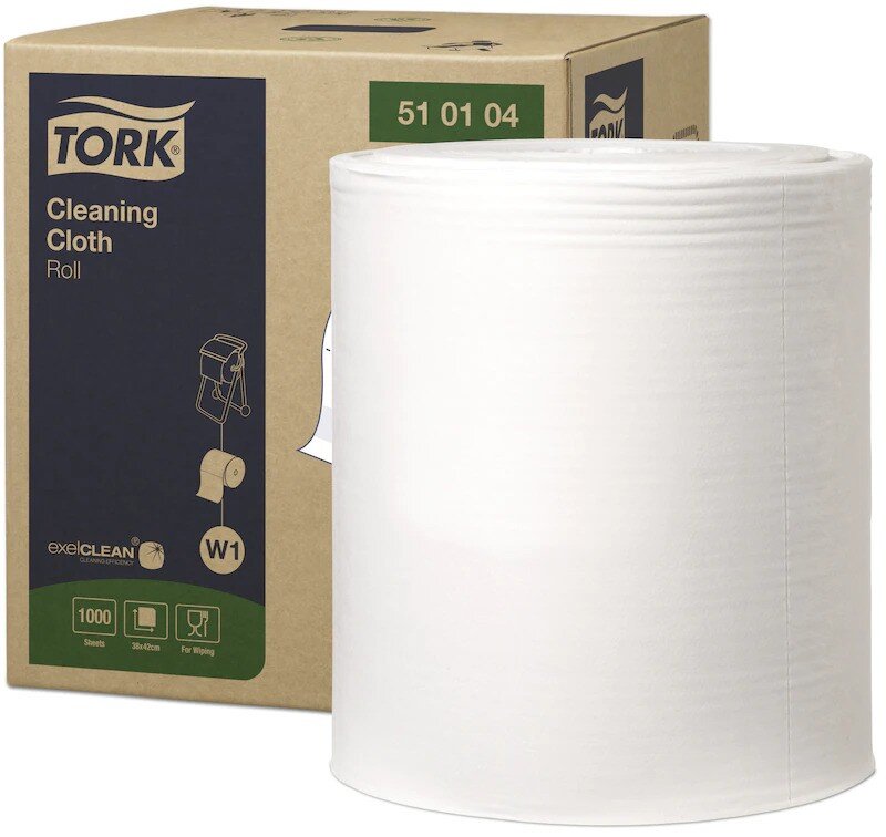 Poetsdoeken Tork: 428 x 380000 mm Cleaning Cloth Roll White /1000 (510104)