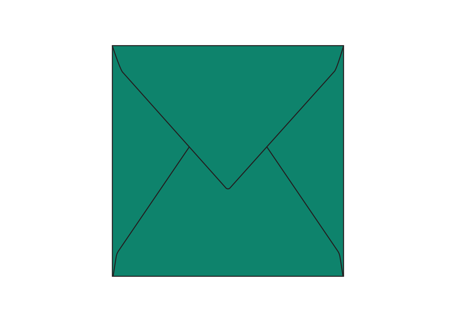 Enveloppes Malmero vert paon 120g/m² 165 x 165 mm gommé patte pointue